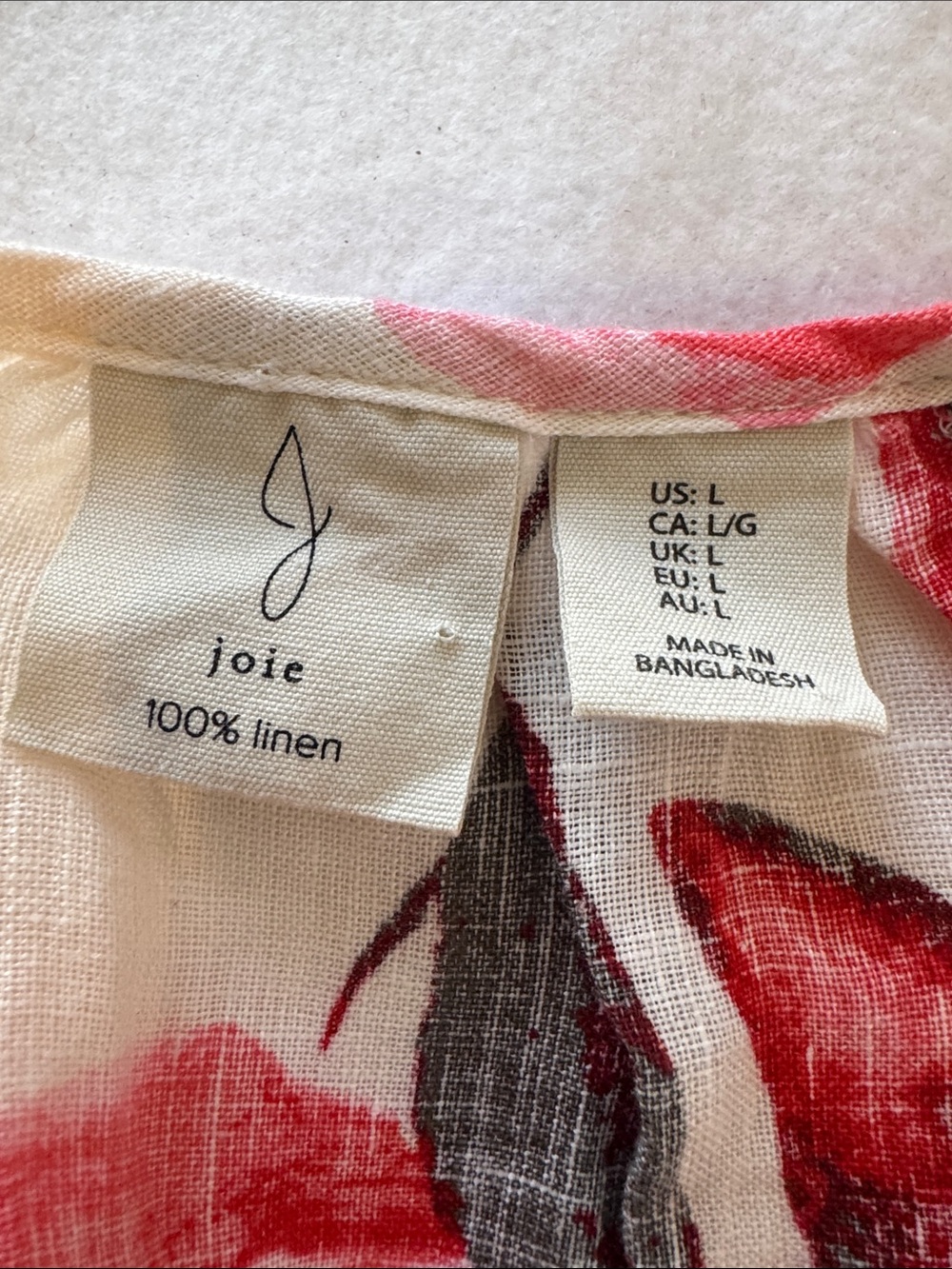 Joie 100% Linen Floral Blouse Button Front Lightweight Boho Top Sz Large - Picture 2 of 11